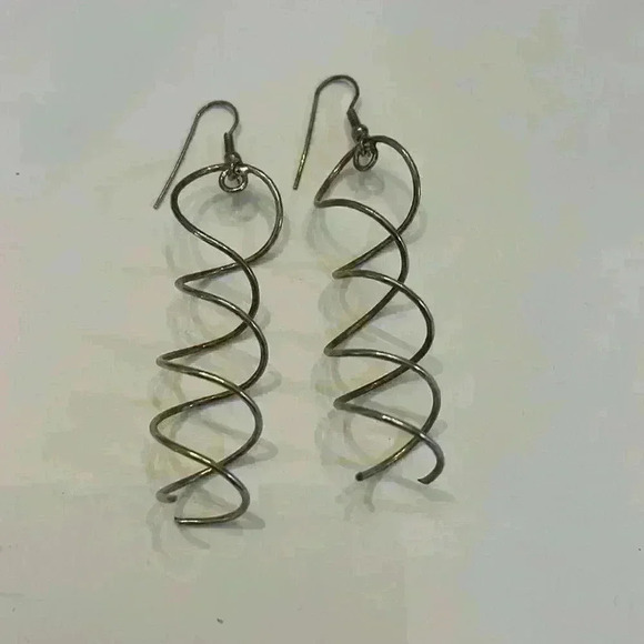 Vintage Silver Colored Spiral Earrings - Picture 1 of 4